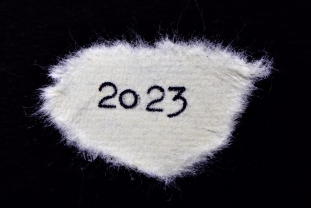 2023 typewritten on paper